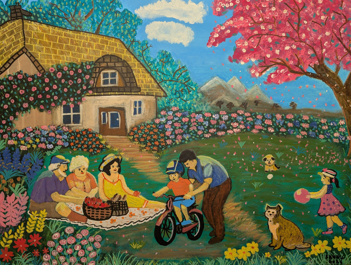 Garden First Ride | Original Acrylic Painting | Hearth Series