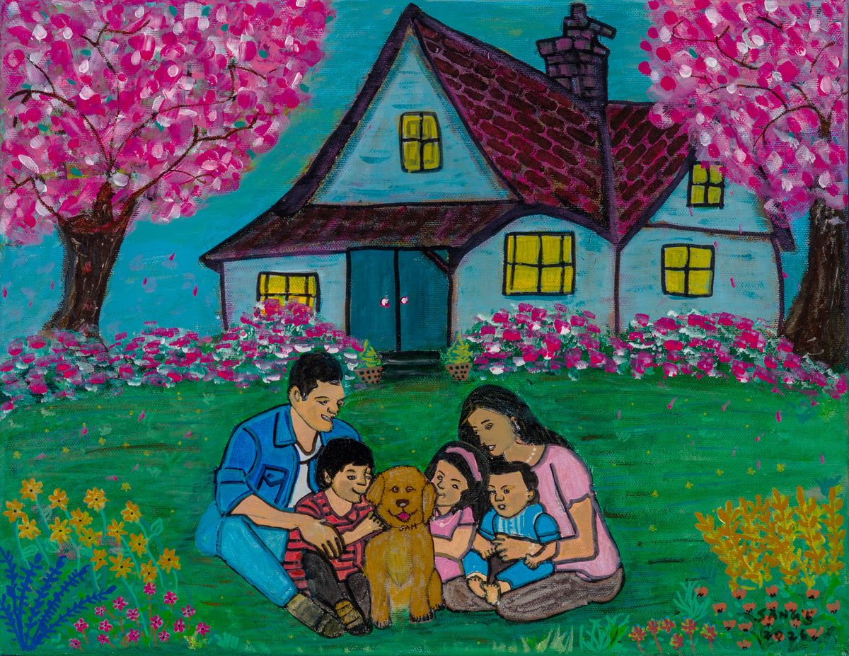 Portrait in Bloom | Original Family Acrylic Painting | Hearth Series